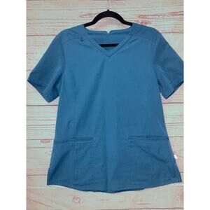 Euphoria Blue woman Scrub Shirt Sz M